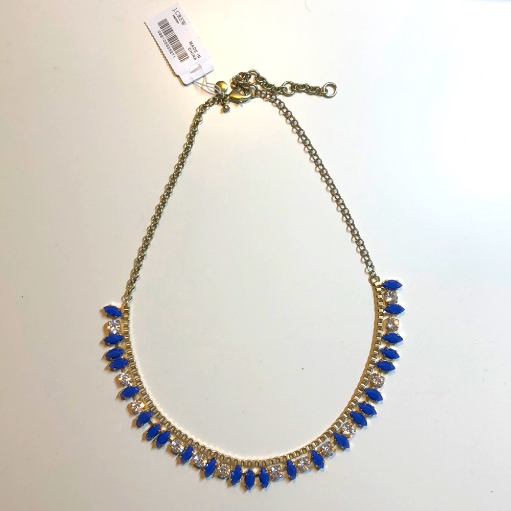 NWT J. Crew Blue and Crystal Drop Necklace